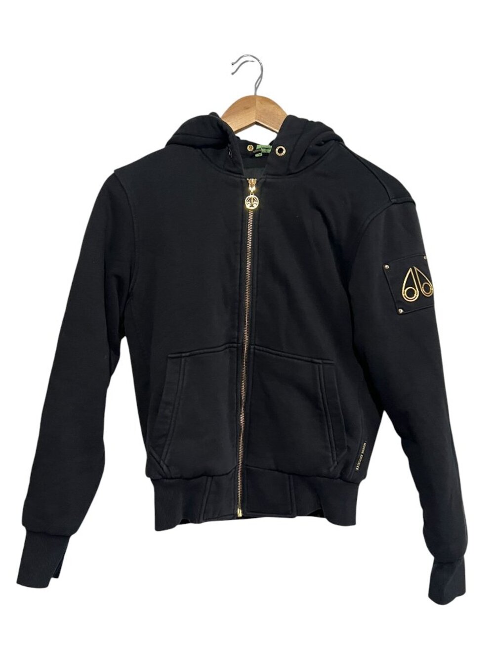 Moose Knuckles Hoodie XS Black Full Zip Missing Fur Lining